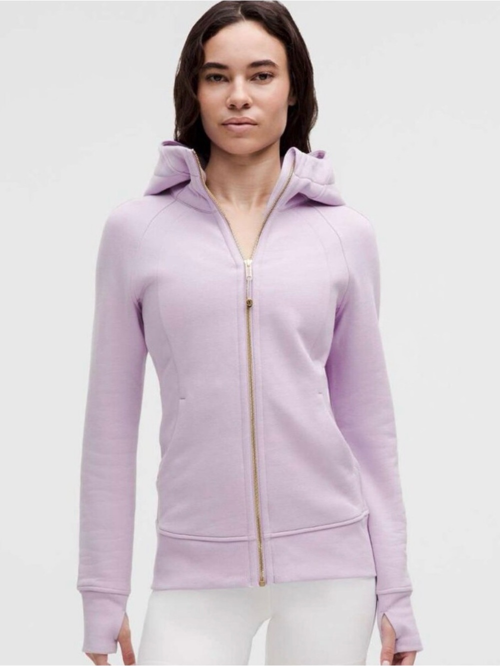 lululemon athletica Light Lilac Full-Zip Hoodie with Gold Zipper
